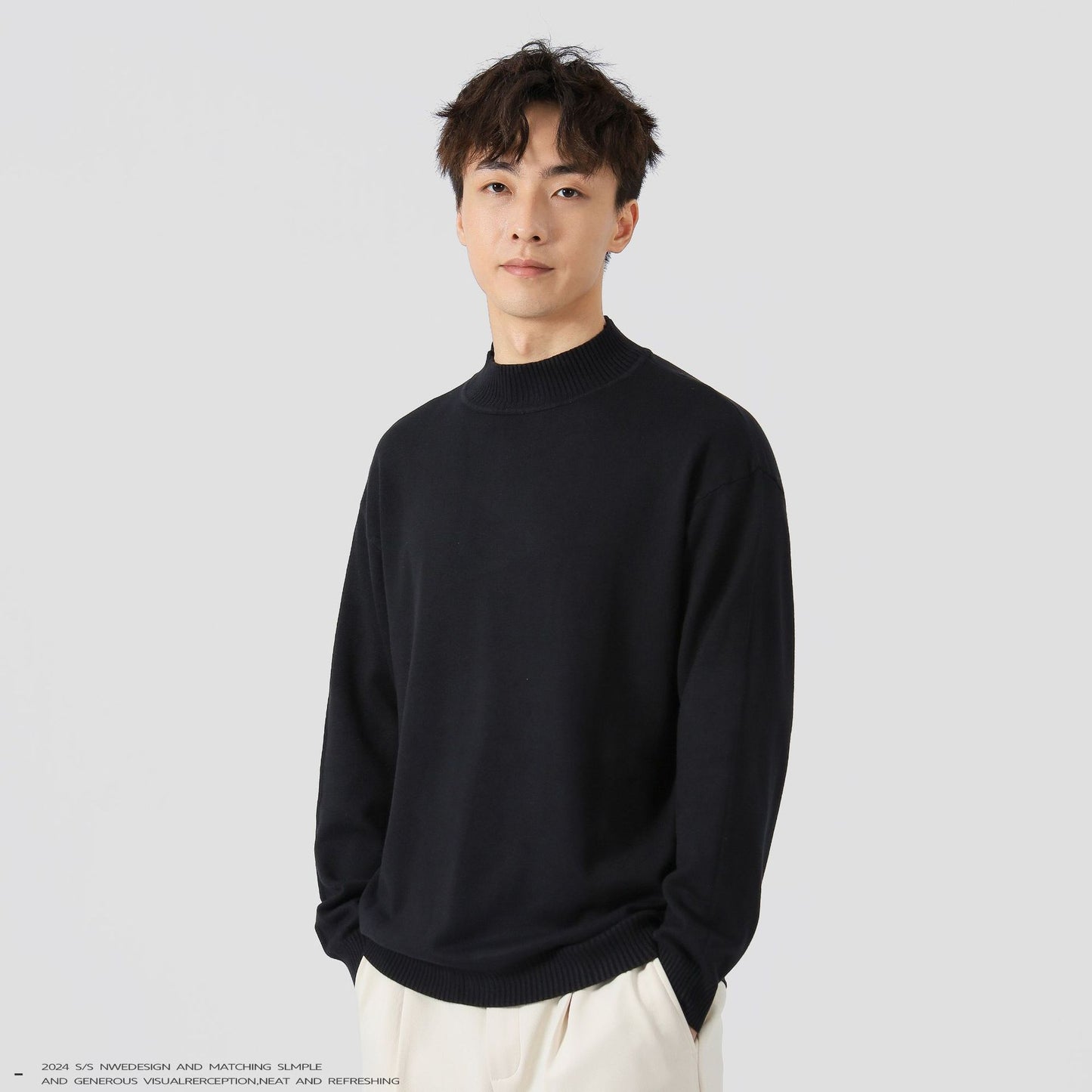 Solid Color Loose Inner Wear Leisure Warm Bottoming Long-sleeved Sweater